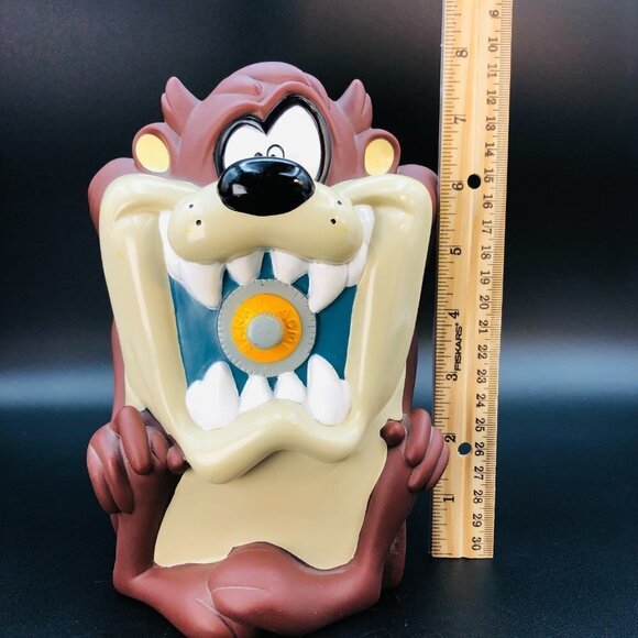 1997 Taz Coin Bank Retro Looney Tunes Tasmanian Devil Character Piggy Bank - Picture 10 of 10